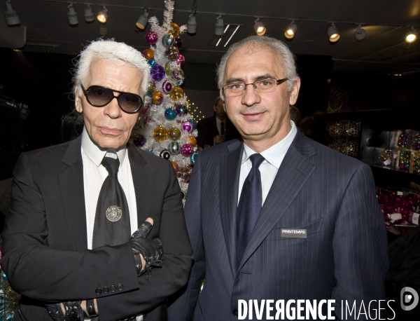 Karl lagerfeld inaugure les vitrines de noel du printemps