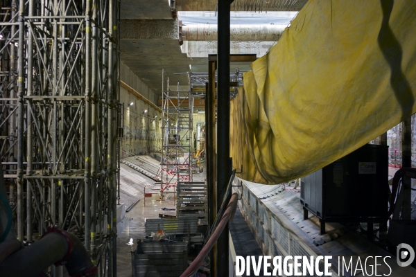 Chantier souterrain de prolongation de la Ligne 14 du métro parisien vers Clichy, le 21/12/2017.