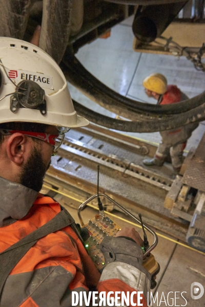 Chantier souterrain de prolongation de la Ligne 14 du métro parisien vers Clichy, le 21/12/2017.