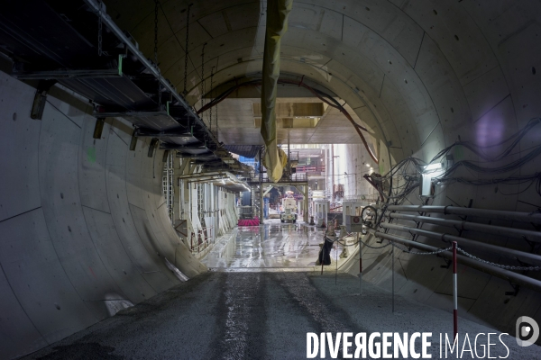 Chantier souterrain de prolongation de la Ligne 14 du métro parisien vers Clichy, le 21/12/2017.