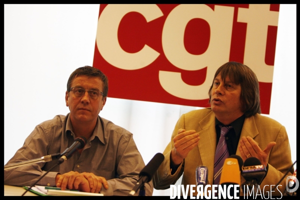 Conference de presse de la cgt a montreuil avant le debut de la greve.