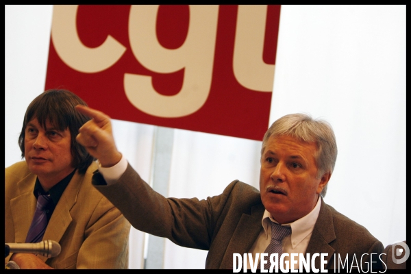 Conference de presse de la cgt a montreuil avant le debut de la greve.