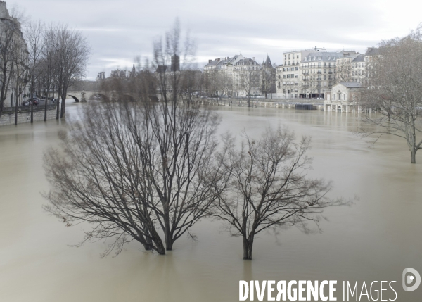 Une évocation de la crue de la Seine à Paris, janvier 2018.