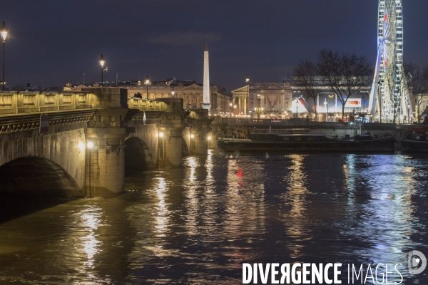 Paris la Seine en crue le 26 janvier 2018 au soir