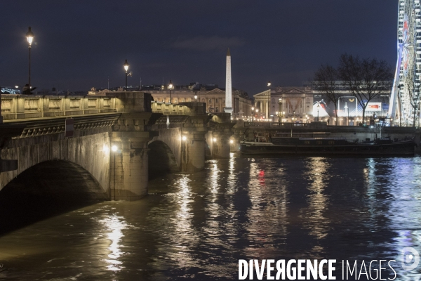 Paris la Seine en crue le 26 janvier 2018 au soir