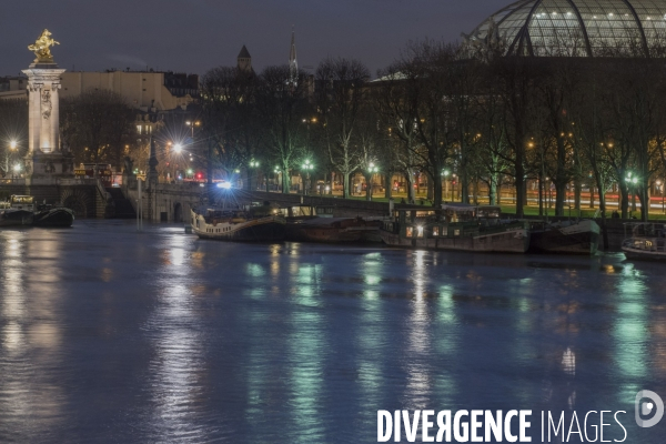 Paris la Seine en crue le 26 janvier 2018 au soir