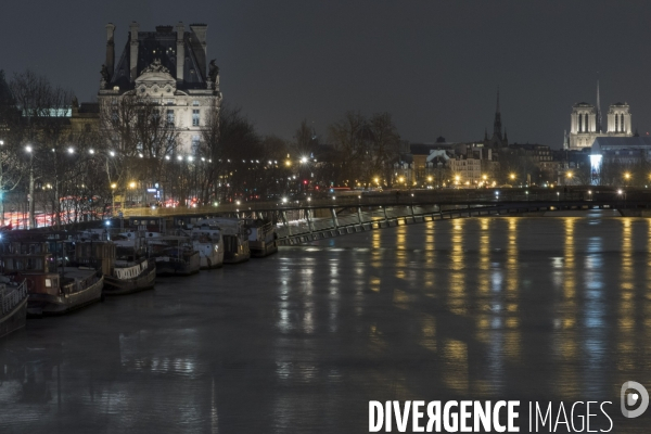 Paris la Seine en crue le 26 janvier 2018 au soir