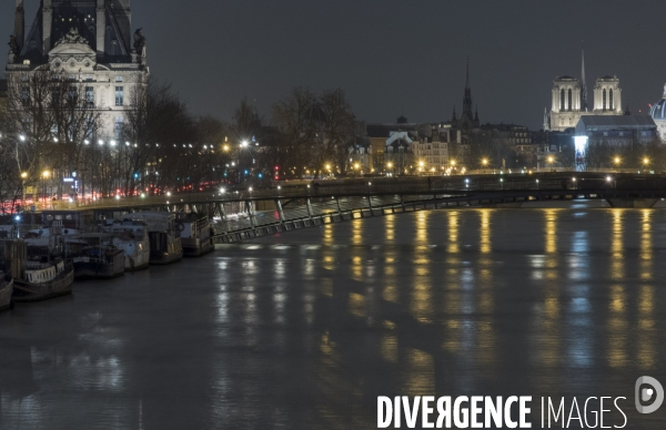 Paris la Seine en crue le 26 janvier 2018 au soir