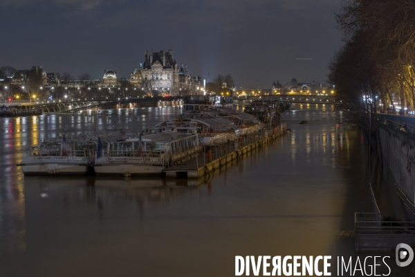 Paris la Seine en crue le 26 janvier 2018 au soir
