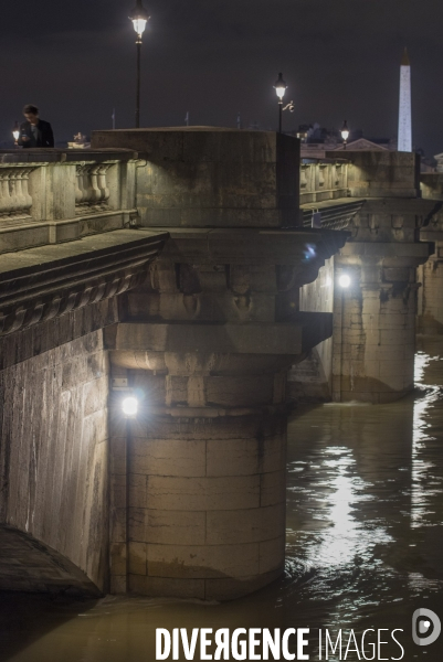 Paris la Seine en crue le 26 janvier 2018 au soir