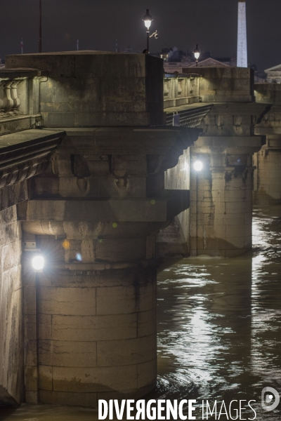 Paris la Seine en crue le 26 janvier 2018 au soir