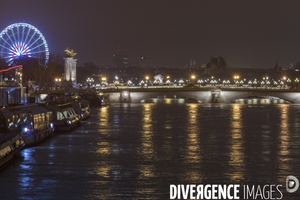 Paris la Seine en crue le 26 janvier 2018 au soir