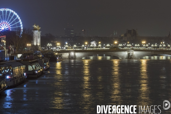 Paris la Seine en crue le 26 janvier 2018 au soir