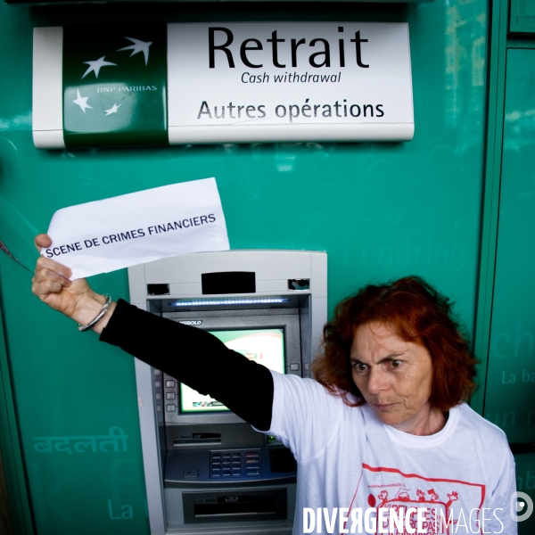 Action en face d une banque pour dénoncer l ordre financier, Nice, 04/11/2011