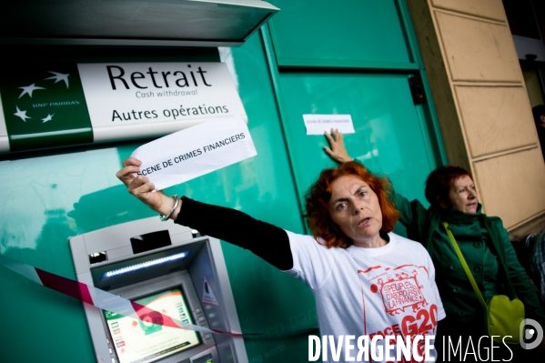 Action en face d une banque pour dénoncer l ordre financier, Nice, 04/11/2011