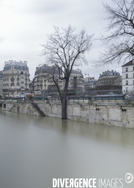 Une évocation de la crue de la Seine à Paris, janvier 2018.