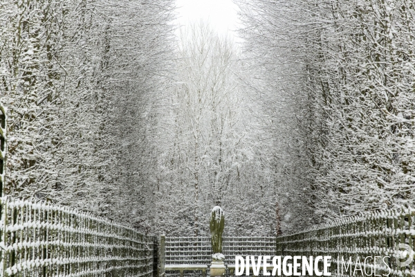 Le parc du Château de Versailles sous la neige.