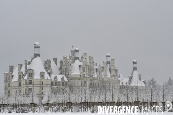 Le château de Chambord sous la neige