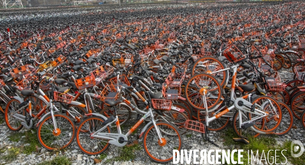 Cimetiere de velos en libre-service a shanghai