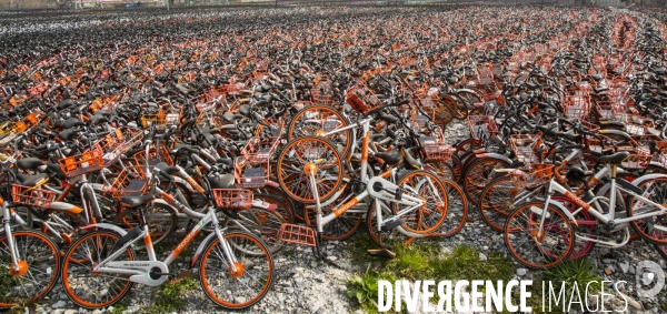 Cimetiere de velos en libre-service a shanghai