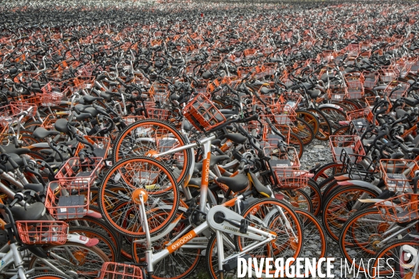 Cimetiere de velos en libre-service a shanghai
