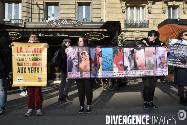 Manifestation au Salon de l agriculture contre l exploitation animale.