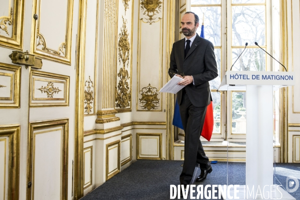 Conférence de presse du Premier Ministre Edouard PHILIPPE sur la réforme de la SNCF.