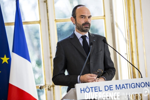 Conférence de presse du Premier Ministre Edouard PHILIPPE sur la réforme de la SNCF.