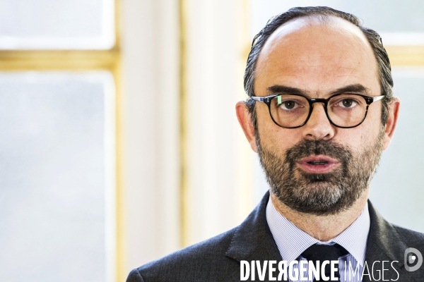 Conférence de presse du Premier Ministre Edouard PHILIPPE sur la réforme de la SNCF.