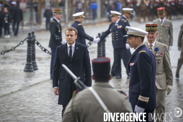 Emmanuel Macronparticipe à la célébration du 99ème anniversaire de l armistice du 11 novembre 1918