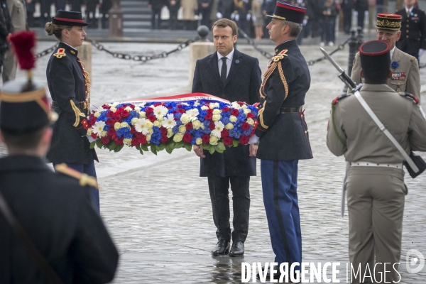 Emmanuel Macronparticipe à la célébration du 99ème anniversaire de l armistice du 11 novembre 1918