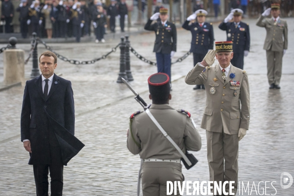 Emmanuel Macronparticipe à la célébration du 99ème anniversaire de l armistice du 11 novembre 1918