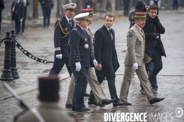 Emmanuel Macronparticipe à la célébration du 99ème anniversaire de l armistice du 11 novembre 1918