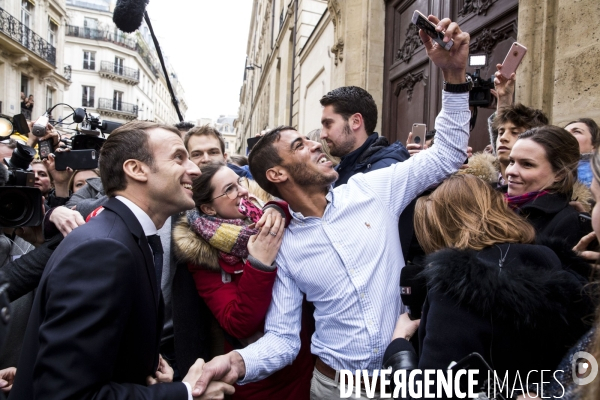 Dans le cadre de la Journée internationale des Droits des femmes le président Emmanuel MACRON rend visite à l entreprise Gecina