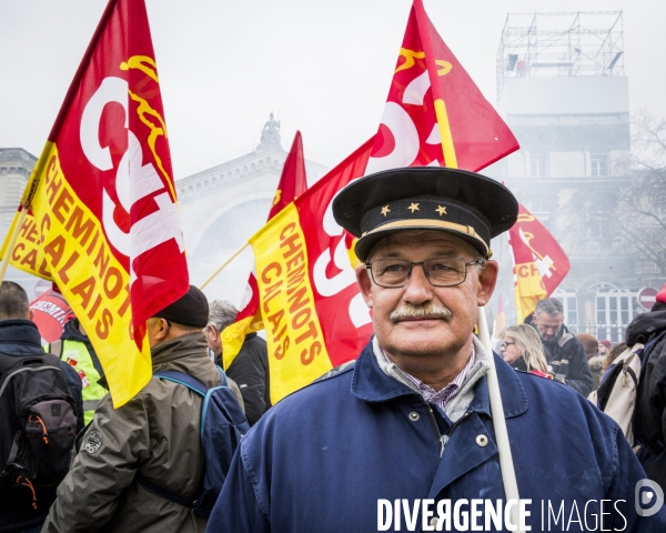 Manifestation des cheminots et de la fonction publique - Paris, 22 Mars 2018