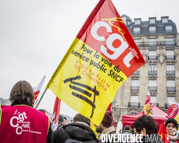 Manifestation des cheminots et de la fonction publique - Paris, 22 Mars 2018