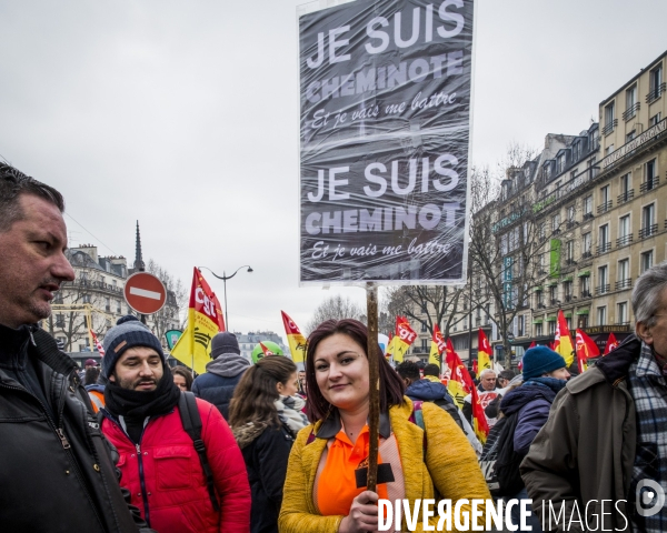 Manifestation des cheminots et de la fonction publique - Paris, 22 Mars 2018