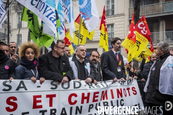 Manifestation des cheminots et de la fonction publique - Paris, 22 Mars 2018