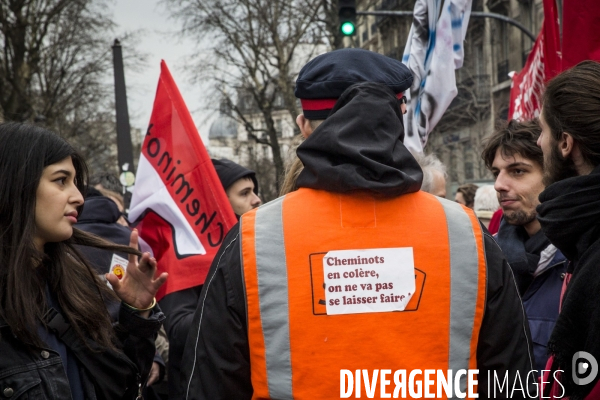 Manifestation des cheminots et de la fonction publique - Paris, 22 Mars 2018