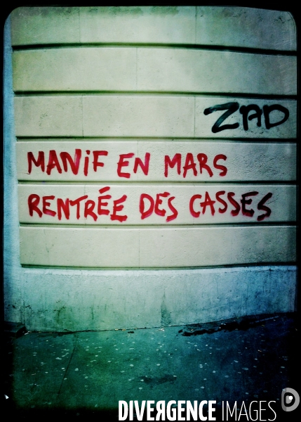 Tags et dégradations sur le parcours de la manifestation des cheminots