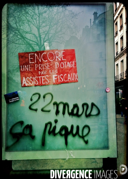 Tags et dégradations sur le parcours de la manifestation des cheminots