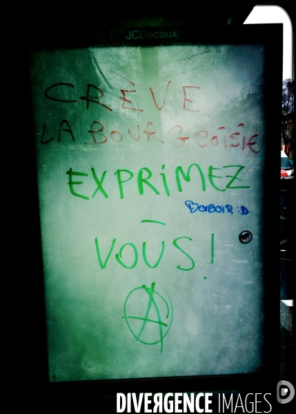 Tags et dégradations sur le parcours de la manifestation des cheminots