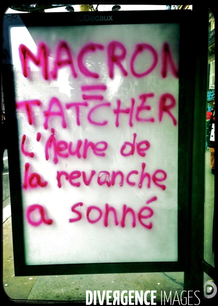 Tags et dégradations sur le parcours de la manifestation des cheminots
