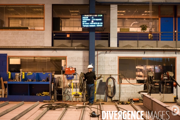 Sur les chantiers navals STX France de Saint-Nazaire.