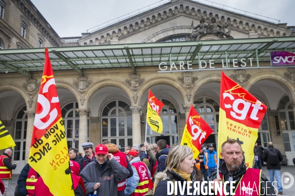 Manifestation nationale des cheminots contre le projet de réforme de leur statut à Paris le 22 mars 2018