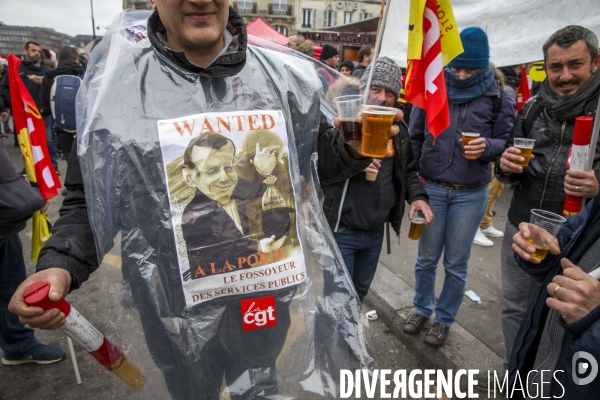 Manifestation nationale des cheminots contre le projet de réforme de leur statut à Paris le 22 mars 2018