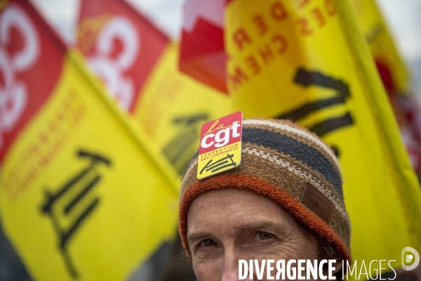 Manifestation nationale des cheminots contre le projet de réforme de leur statut à Paris le 22 mars 2018