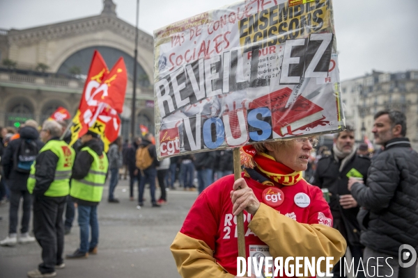 Manifestation nationale des cheminots contre le projet de réforme de leur statut à Paris le 22 mars 2018