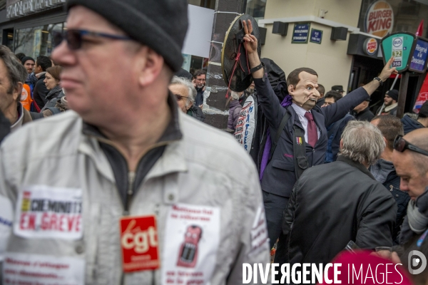 Manifestation nationale des cheminots contre le projet de réforme de leur statut à Paris le 22 mars 2018