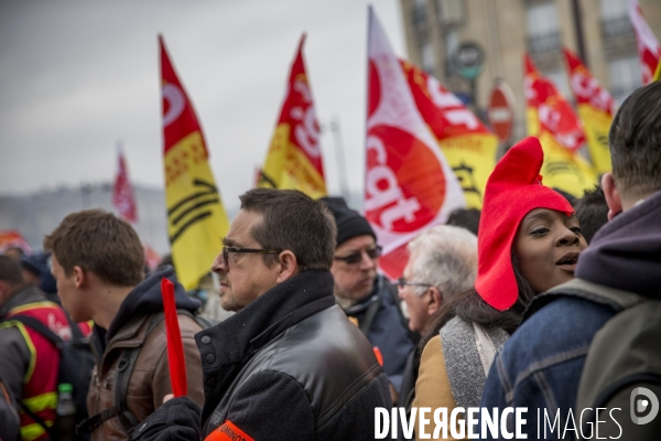 Manifestation nationale des cheminots contre le projet de réforme de leur statut à Paris le 22 mars 2018